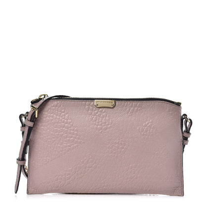 Burberry Signature Grain Calfskin Check Embossed Small Chichester Crossbody Clutch Bag Pink 1 of 11