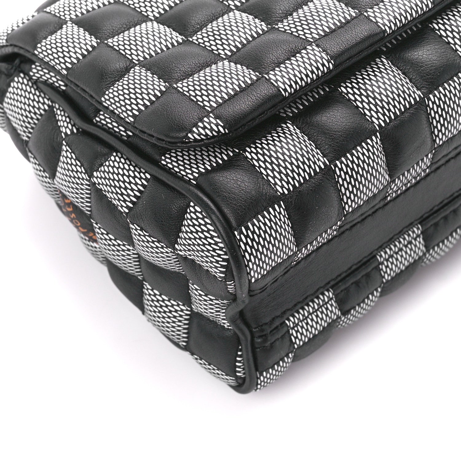 Louis Vuitton Calfskin Damier Twist Shoulder Bag BB Black White 10 of 11