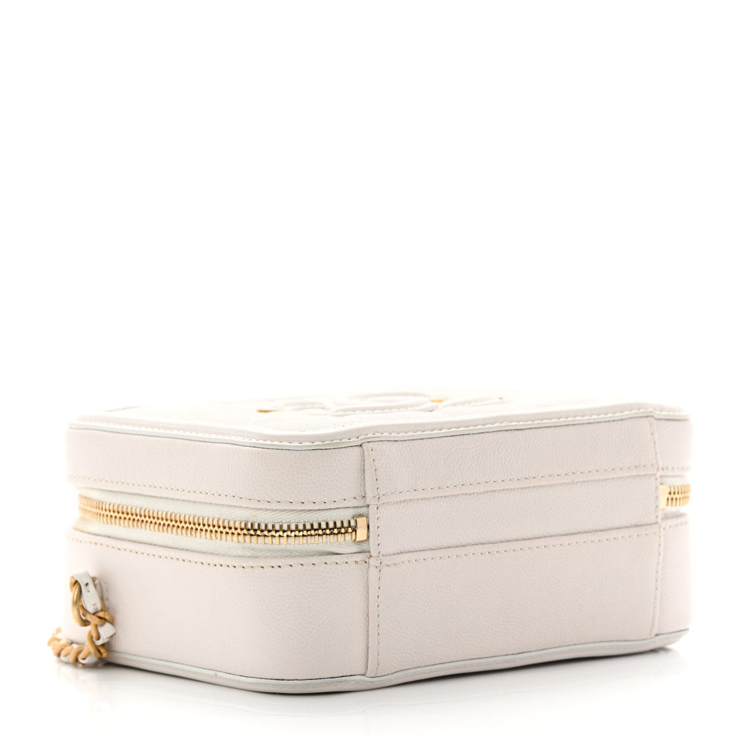 Caviar Quilted Small CC Filigree Vanity Case White