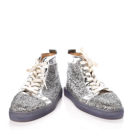 Christian Louboutin Metallic Calfskin Strass Mens Louis Flat Sneakers 46 Silver 6 of 9