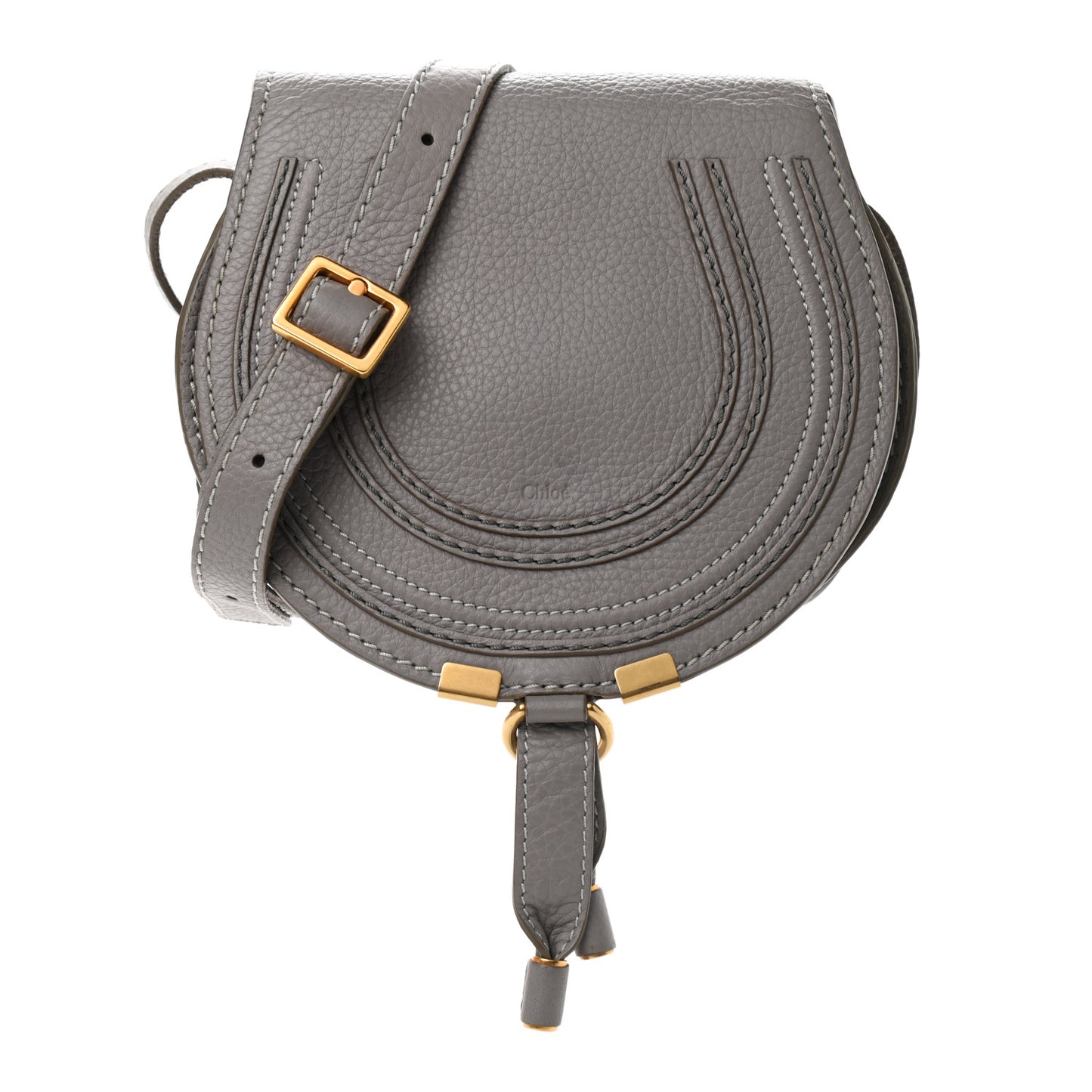 Calfskin Mini Marcie Round Crossbody Bag Cashmere Grey