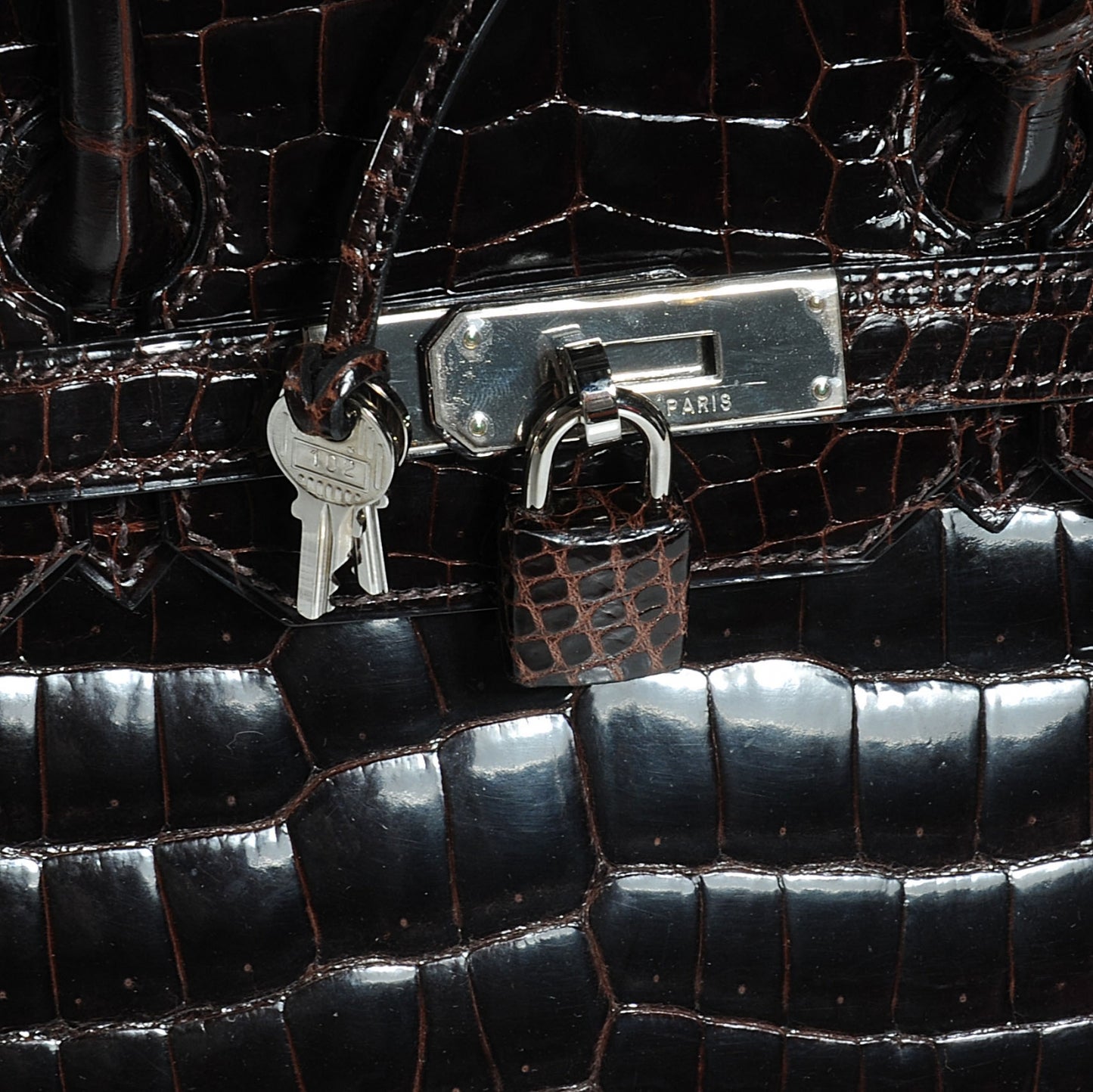 Shiny Porosus Crocodile Birkin 35 Cocoan