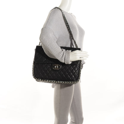 Chanel Washed Lambskin Quilted Maxi Chain Around Flap Black 2 of 7