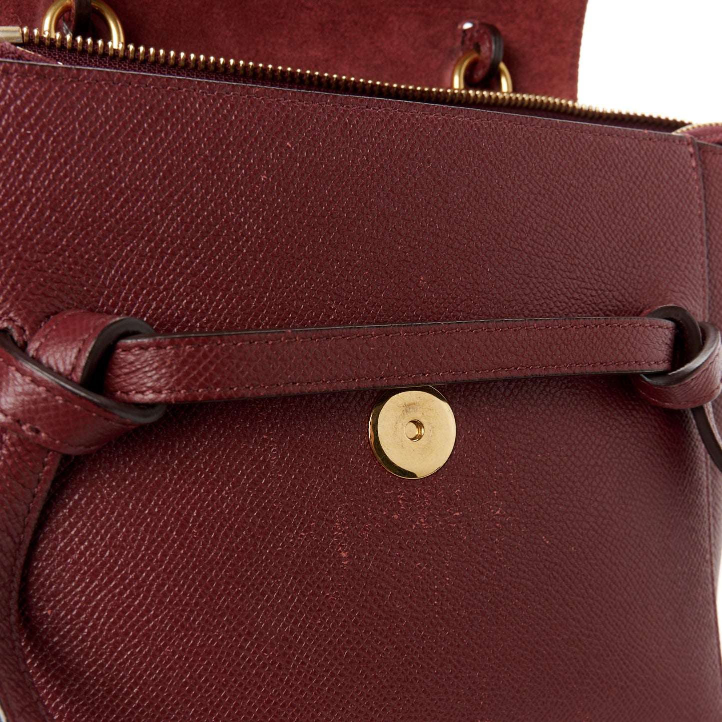 Grained Calfskin Nano Belt Bag Light Burgundy