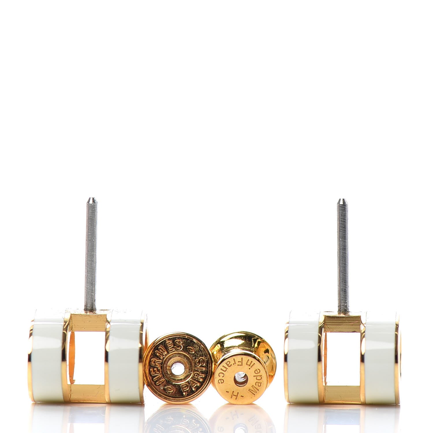 Hermes Gold Lacquered Pop H Earrings White 3 of 3