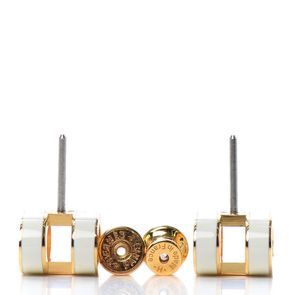 Hermes Gold Lacquered Pop H Earrings White 3 of 3