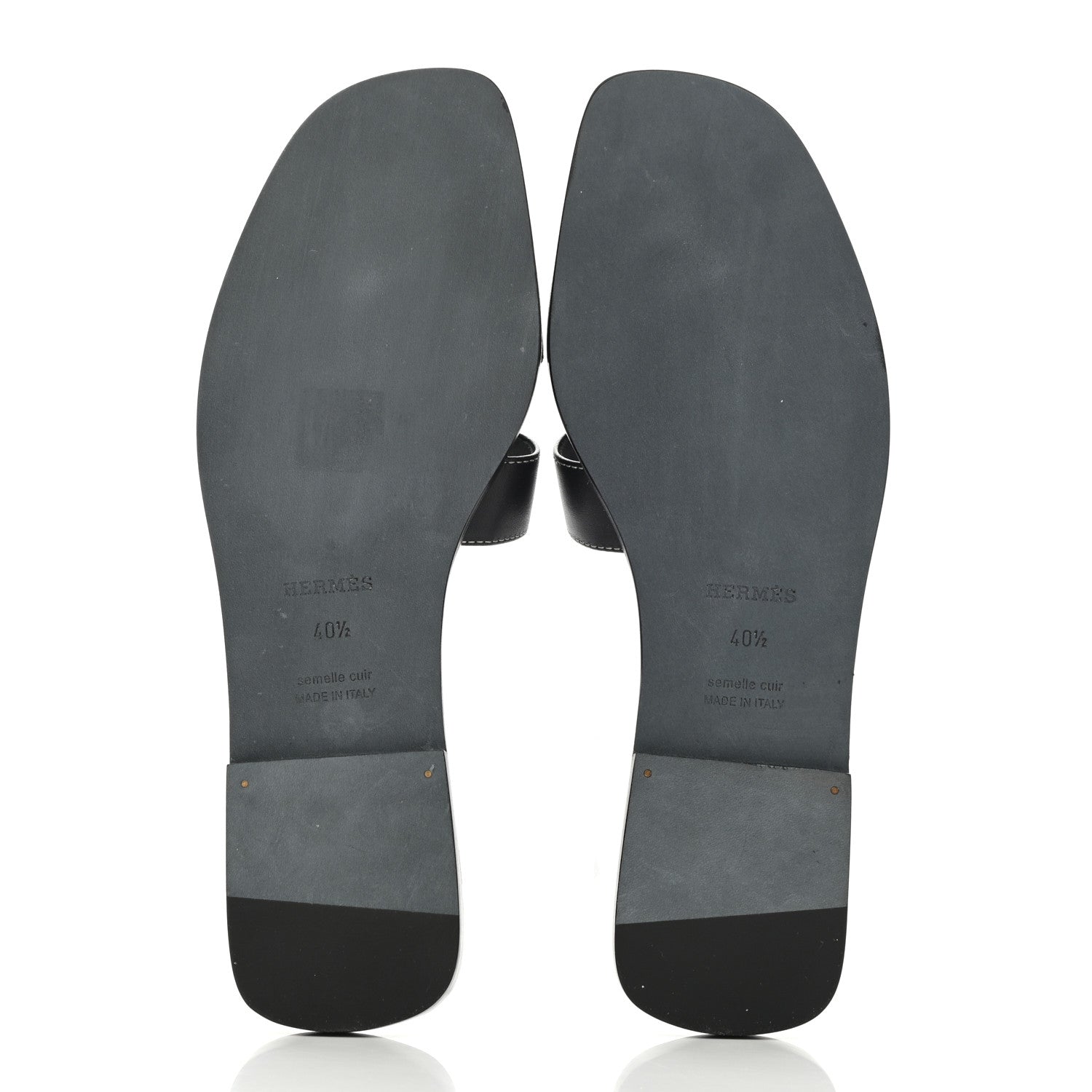 Hermes Box Calfskin Oran Sandals 40.5 Black 5 of 10