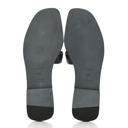Hermes Box Calfskin Oran Sandals 40.5 Black 5 of 10