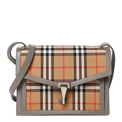 Burberry Grainy Calfskin Vintage Check Small Macken Crossbody Bag Taupe Brown 1 of 13
