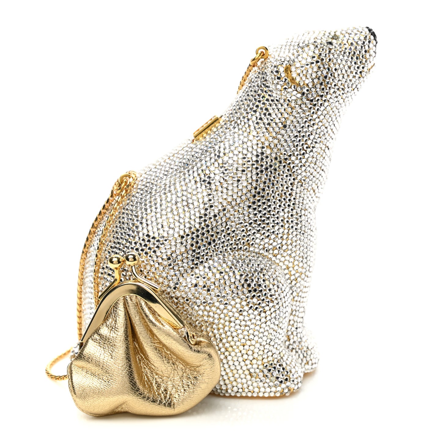 Swarovski Crystal Polar Bear Minaudiere Clutch White