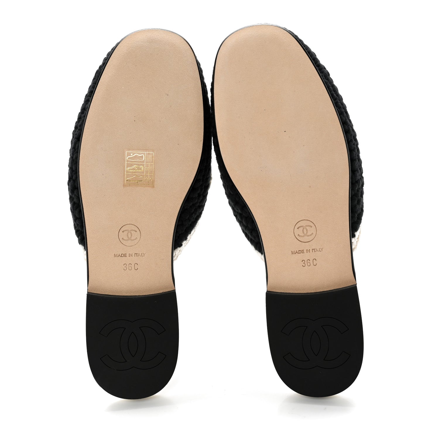 CHANE Crochet CC Mules 36 Black Ivory