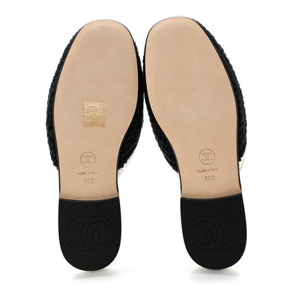 Chanel CHANE Crochet CC Mules 36 Black Ivory 5 of 9