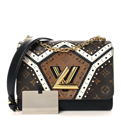 Louis Vuitton Veau Satin Monogram Twist Shoulder Bag MM Black 3 of 10