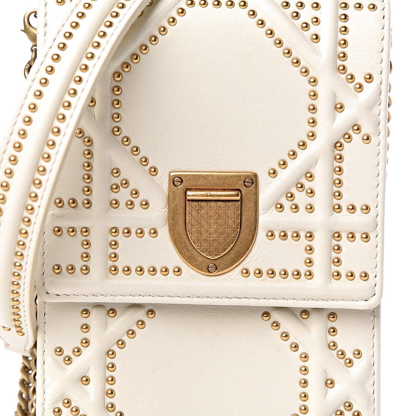 Lambskin Studded Vertical Diorama White