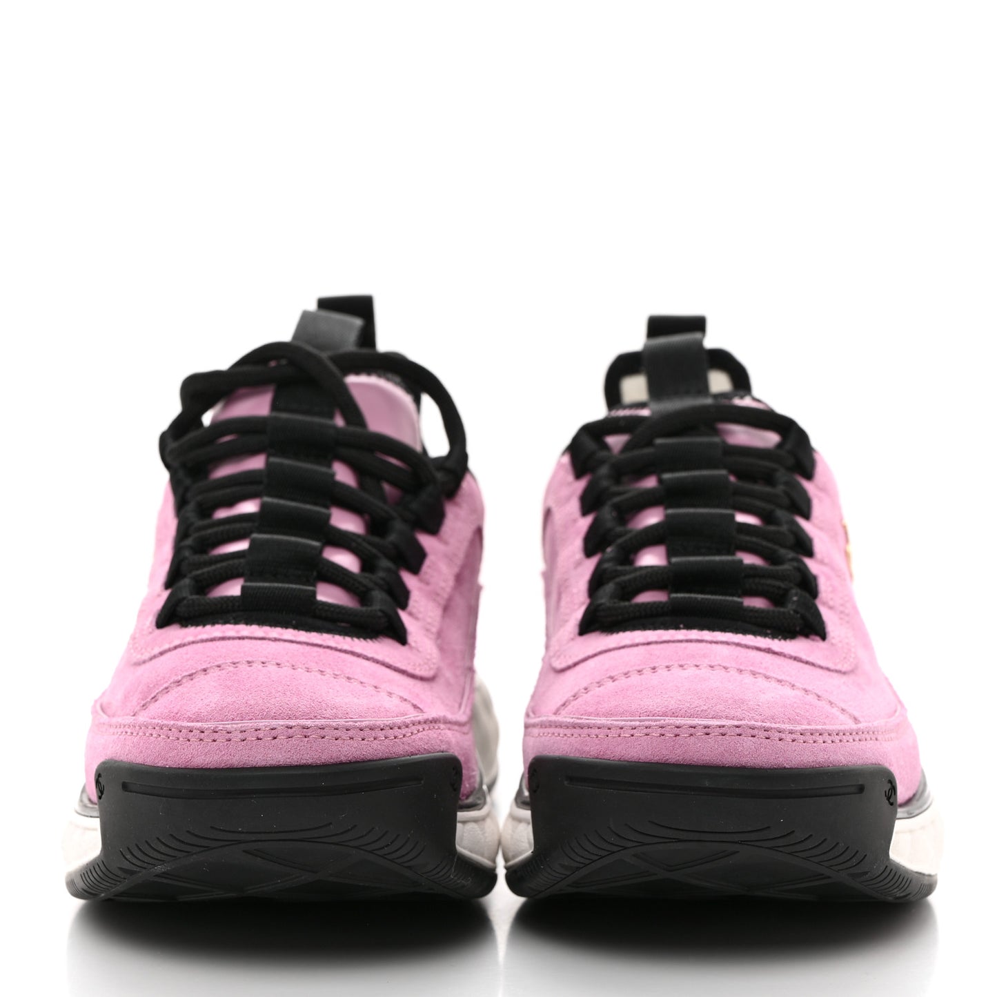 Suede Calfskin Nylon Grosgrain CC Sneakers 36 Dark Pink