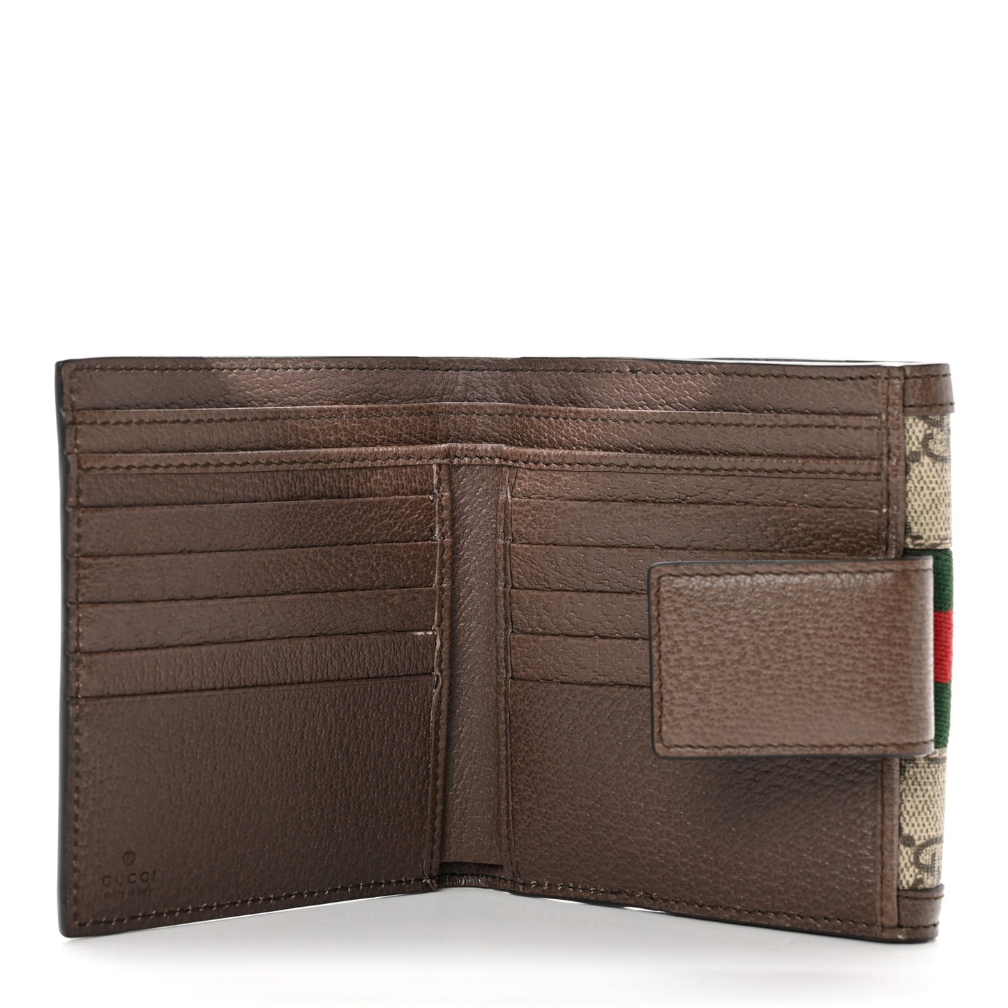 GG Supreme Monogram Web Ophidia French Flap Wallet Beige New Acero