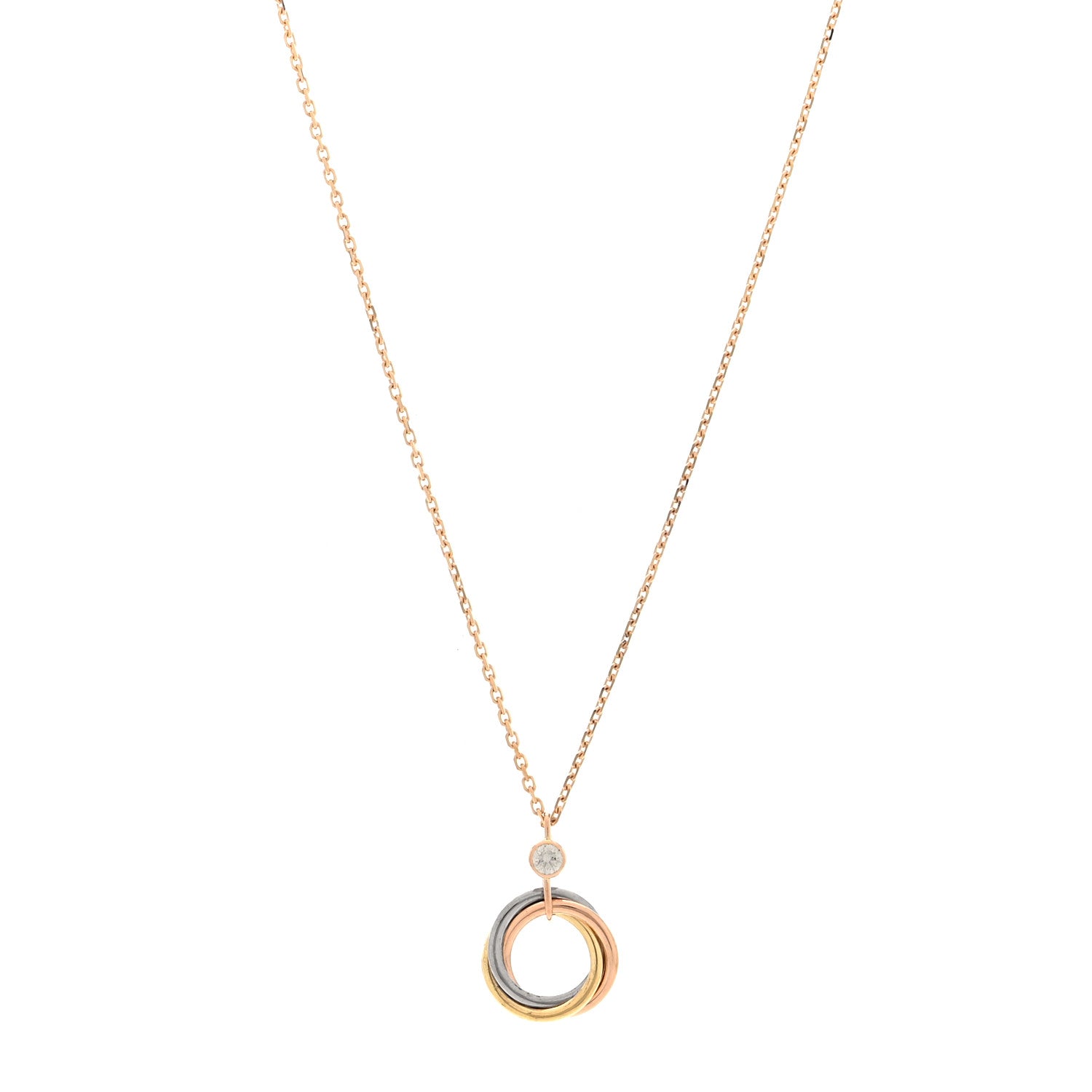 Cartier 18K Pink Yellow White Gold Diamond Trinity Pendant Necklace 1 of 4