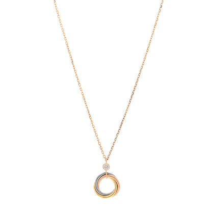 Cartier 18K Pink Yellow White Gold Diamond Trinity Pendant Necklace 1 of 4