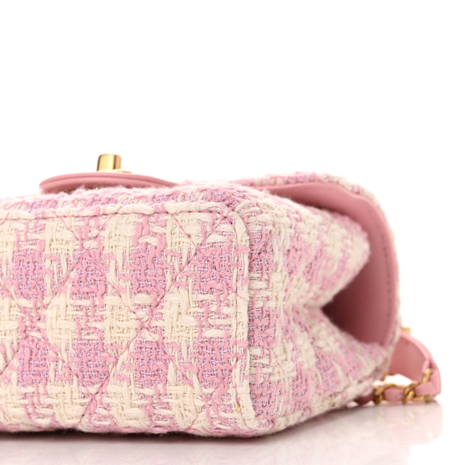 Chanel Tweed Handle Crush Top Handle Flap Bag Pink Ecru 10 of 11