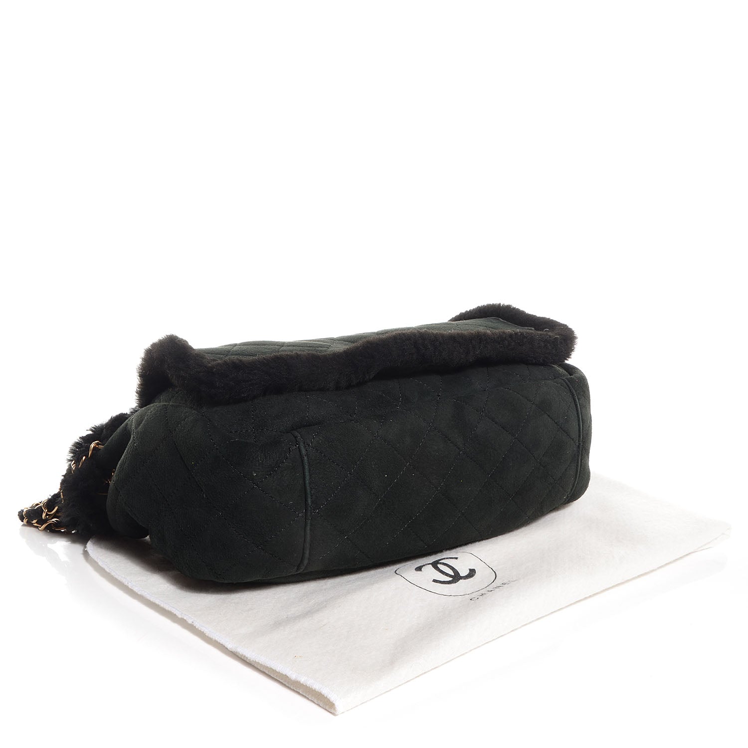 Chanel Shearling Suede Quilted Fur Flap Black 4 of 8