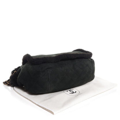 Chanel Shearling Suede Quilted Fur Flap Black 4 of 8