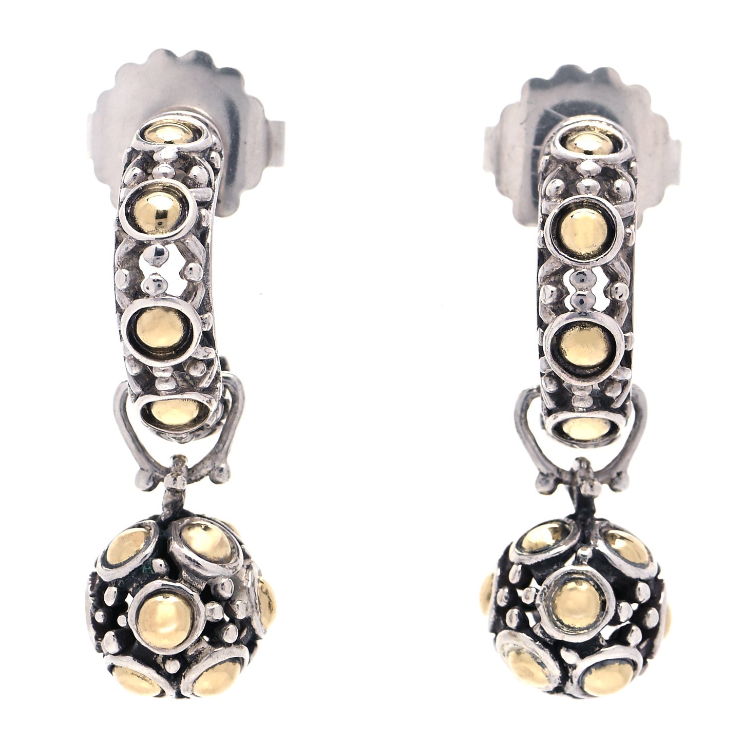 Sterling Silver 18K Yellow Gold Jaisalmer Dot Hoop Earrings