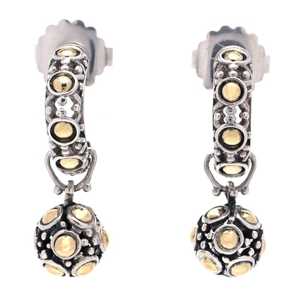 John Hardy Sterling Silver 18K Yellow Gold Jaisalmer Dot Hoop Earrings 1 of 5