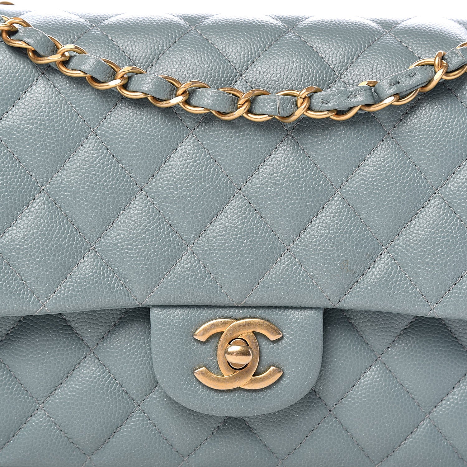 Chanel Iridescent Caviar Quilted Medium Double Flap Light Blue 11 of 11