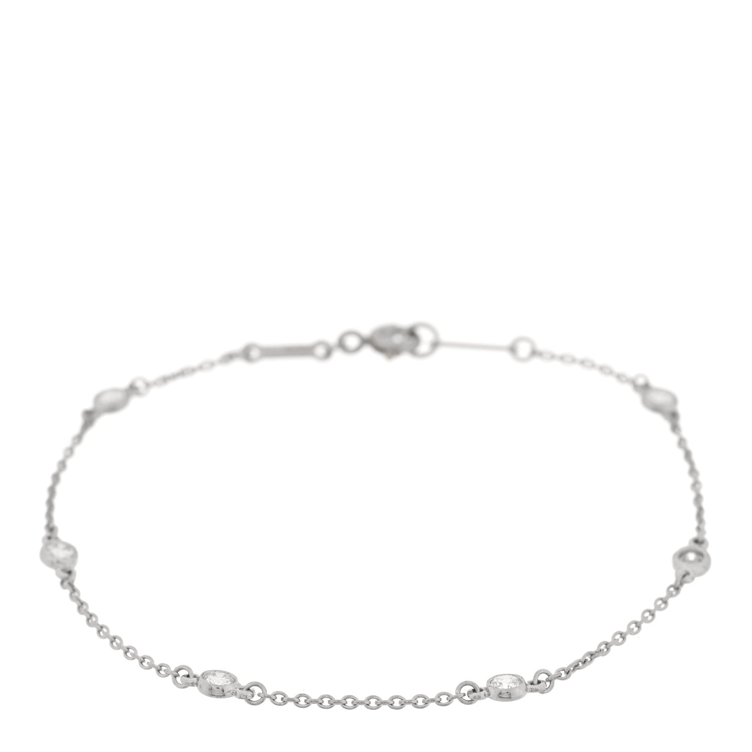 Tiffany Platinum Diamond .30ctw Elsa Peretti Diamonds by the Yard Station Bracelet 1 of 4