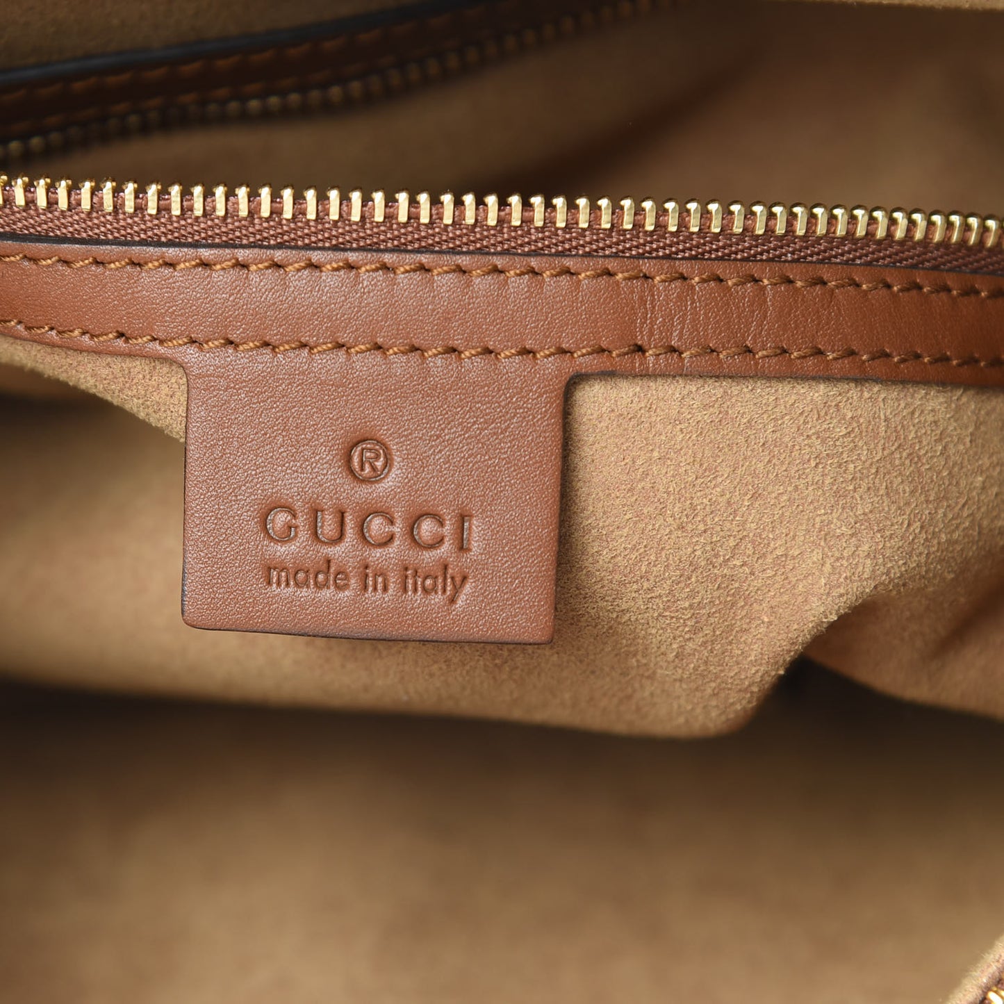 GG Supreme Monogram Large Linea A Hobo Light Brown