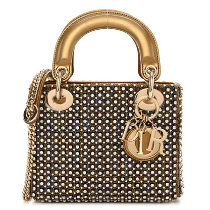 Christian Dior Metallic Calfskin Crystal Mini Lady Dior Gold 1 of 10