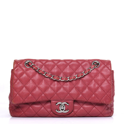Chanel Washed Caviar Quilted Medium Double Flap Red 1 of 11