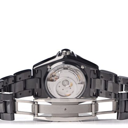 Chanel Stainless Steel Ceramic Diamond 38mm J12 Automatic Watch Black 5 of 7
