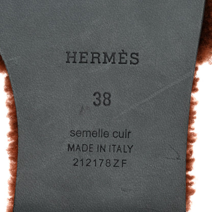 Hermes Woolskin Oran Sandals 38 Cognac 7 of 8