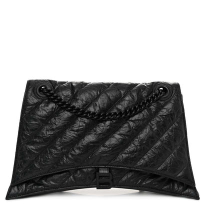 Balenciaga Crushed Calfskin Quilted Matte Black Hardware Large Crush Chain Bag Black 1 of 9