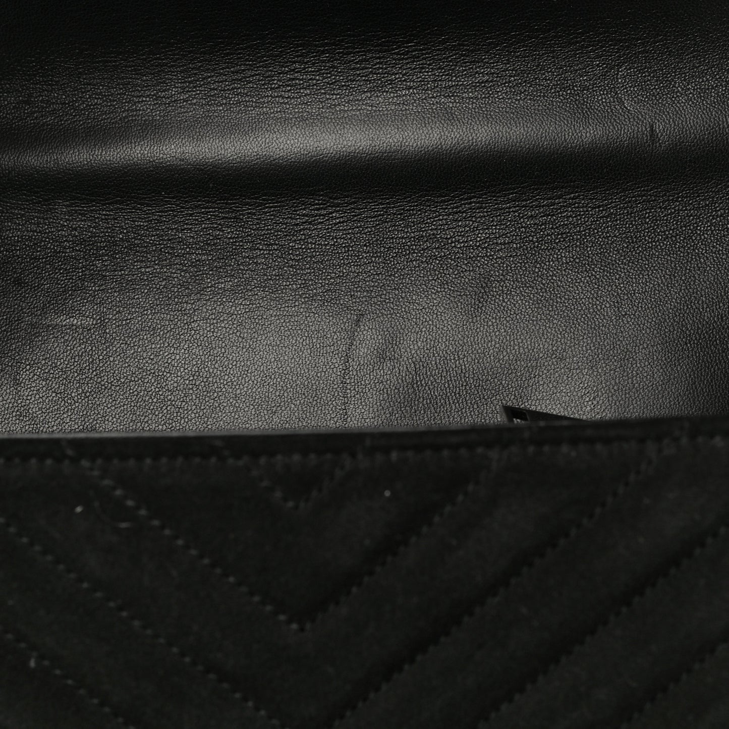 Suede Matelasse Chevron Fringe Monogram Medium College Bag Black
