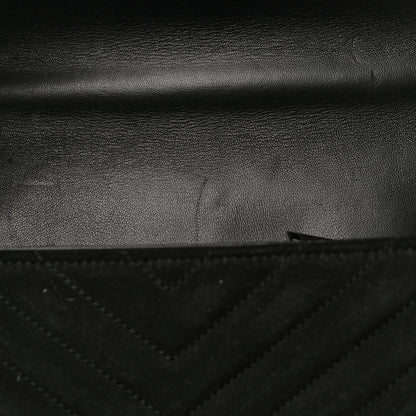 Saint Laurent Suede Matelasse Chevron Fringe Monogram Medium College Bag Black 12 of 15