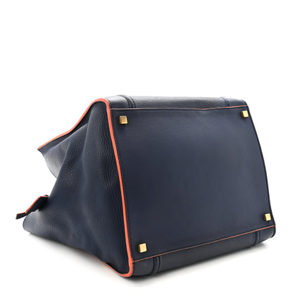 Celine Drummed Leather Medium Phantom Luggage Royal Blue Orange Trim 4 of 10