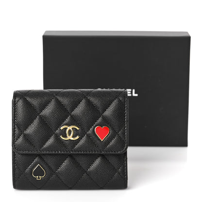 Chanel Caviar Quilted Enamel Coco Casino Compact Flap Wallet Black 10 of 10