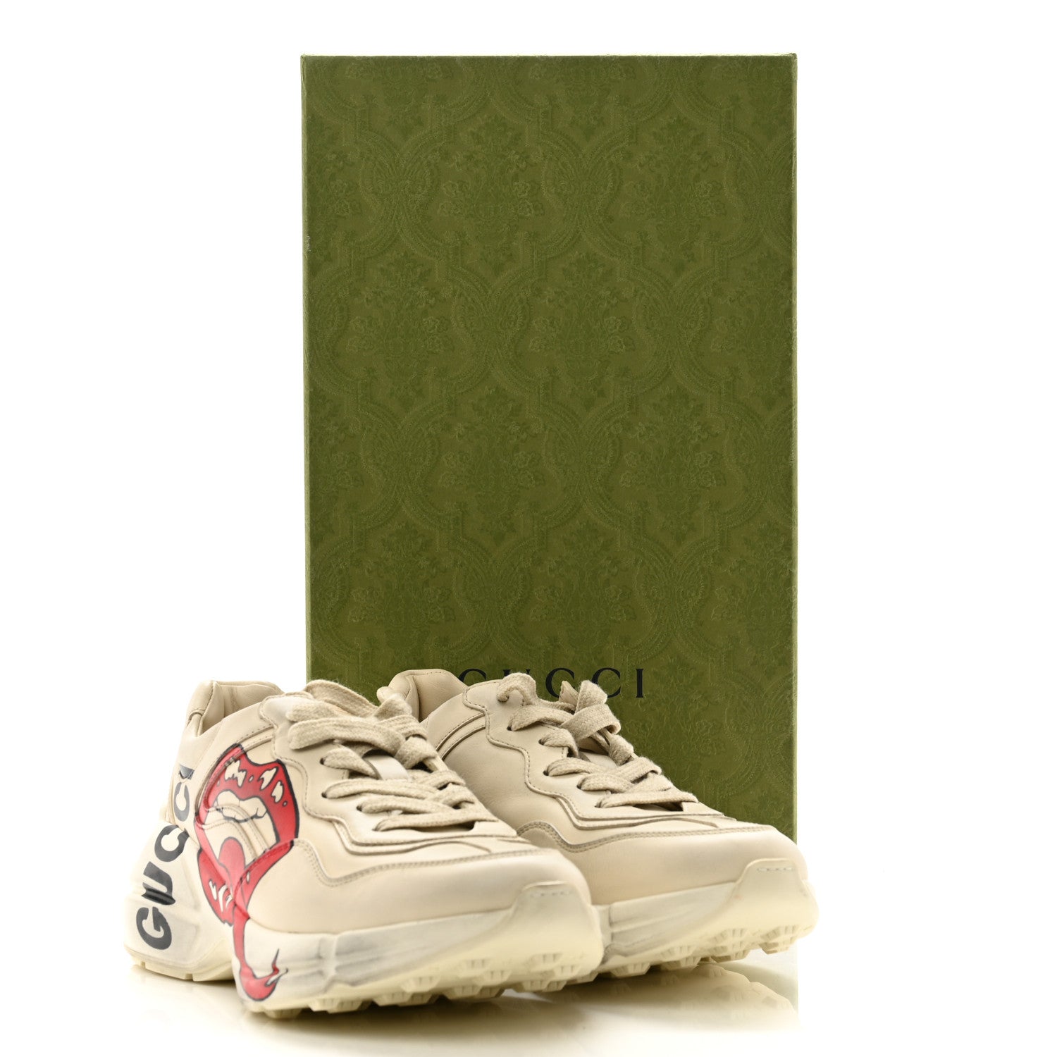 Gucci Calfskin Mouth Print Womens Rhyton Sneakers 36.5 Ivory 10 of 10