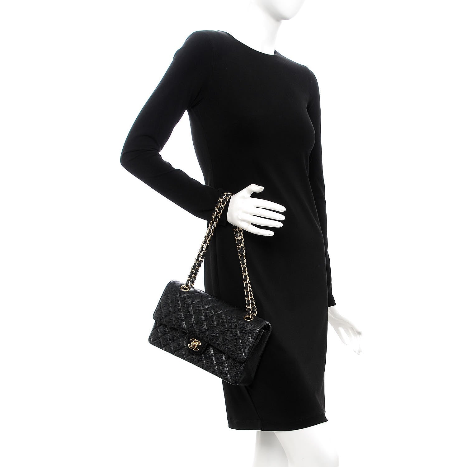 Chanel Caviar Quilted Medium Double Flap Black 2 of 8