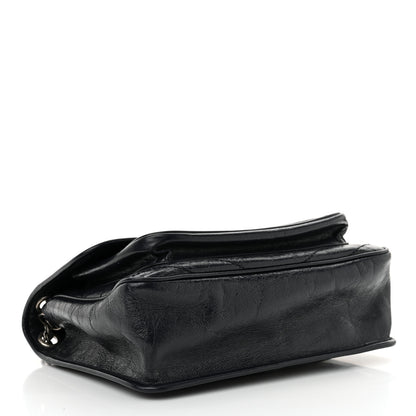 Saint Laurent Crinkled Calfskin Matelasse Monogram Medium Niki Chain Satchel Deep Marine 4 of 10