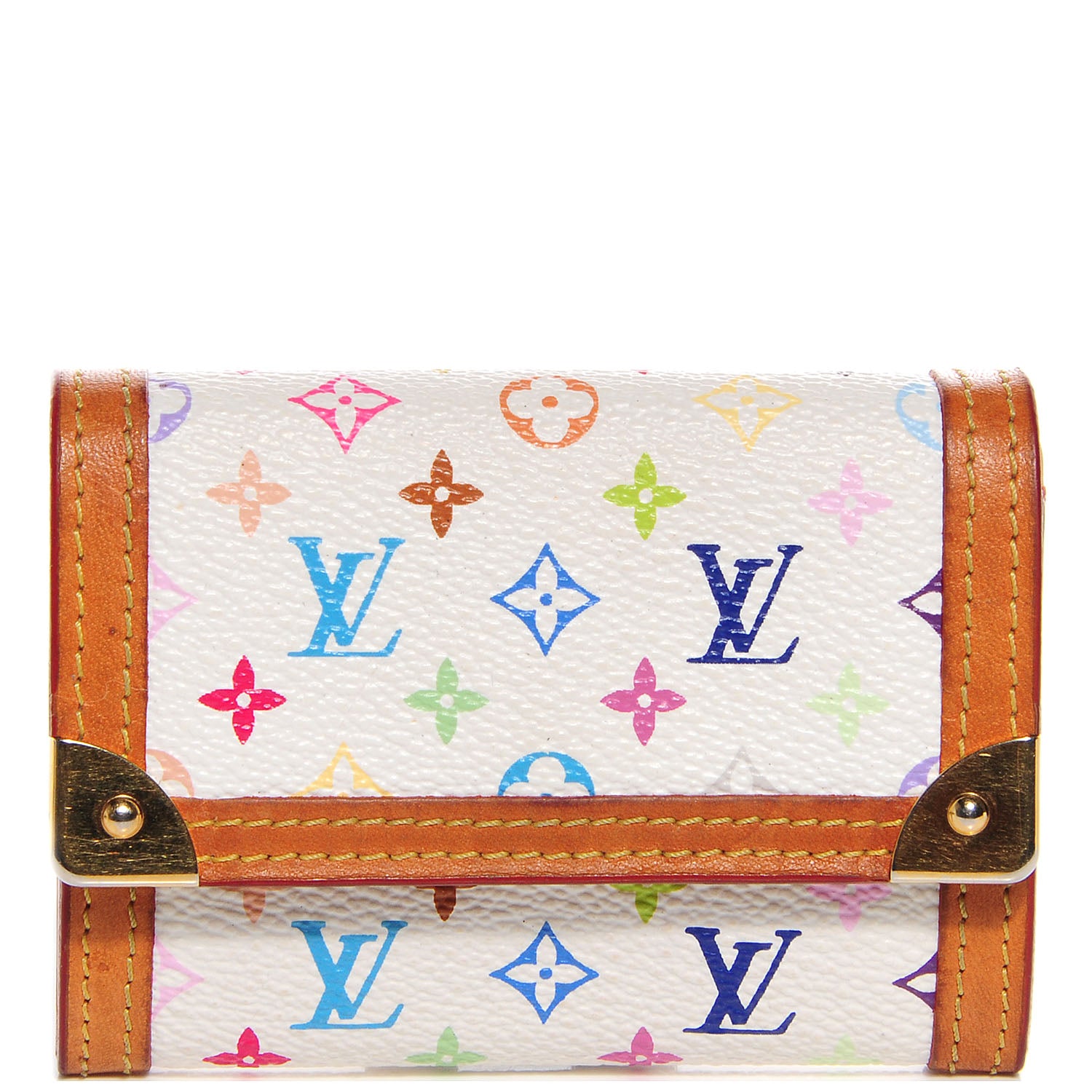Louis Vuitton Monogram Multicolor Porte-Monnaie Plat Coin Purse White 1 of 7