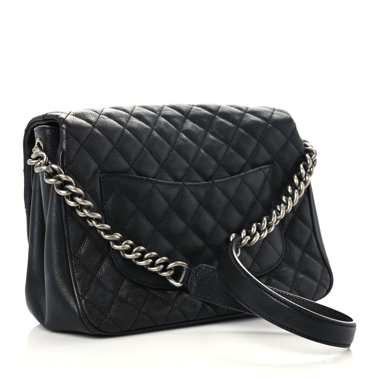 Caviar Quilted Medium Rock In Rome Single Flap Black