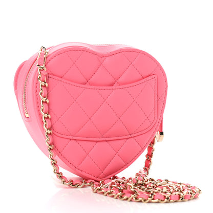 Chanel Lambskin Quilted CC In Love Heart Clutch With Chain Pink 2 of 10