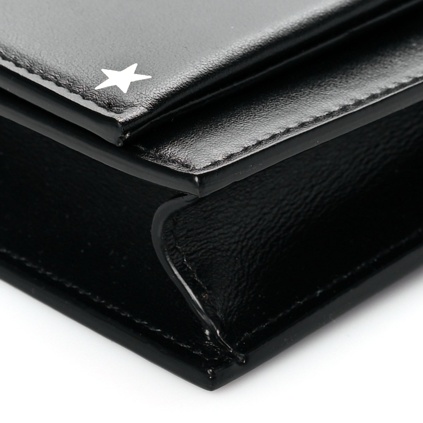 Calfskin Star Print Monogram Kate Tassel Chain Wallet Black Silver