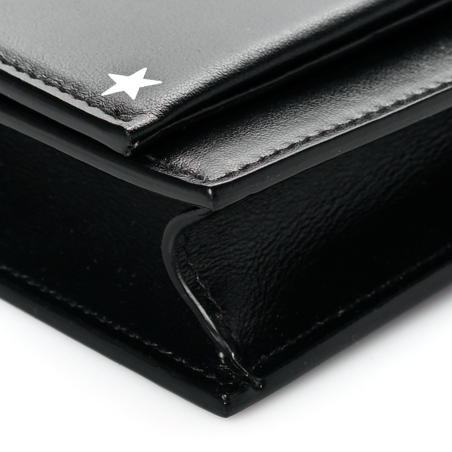 Saint Laurent Calfskin Star Print Monogram Kate Tassel Chain Wallet Black Silver 9 of 11