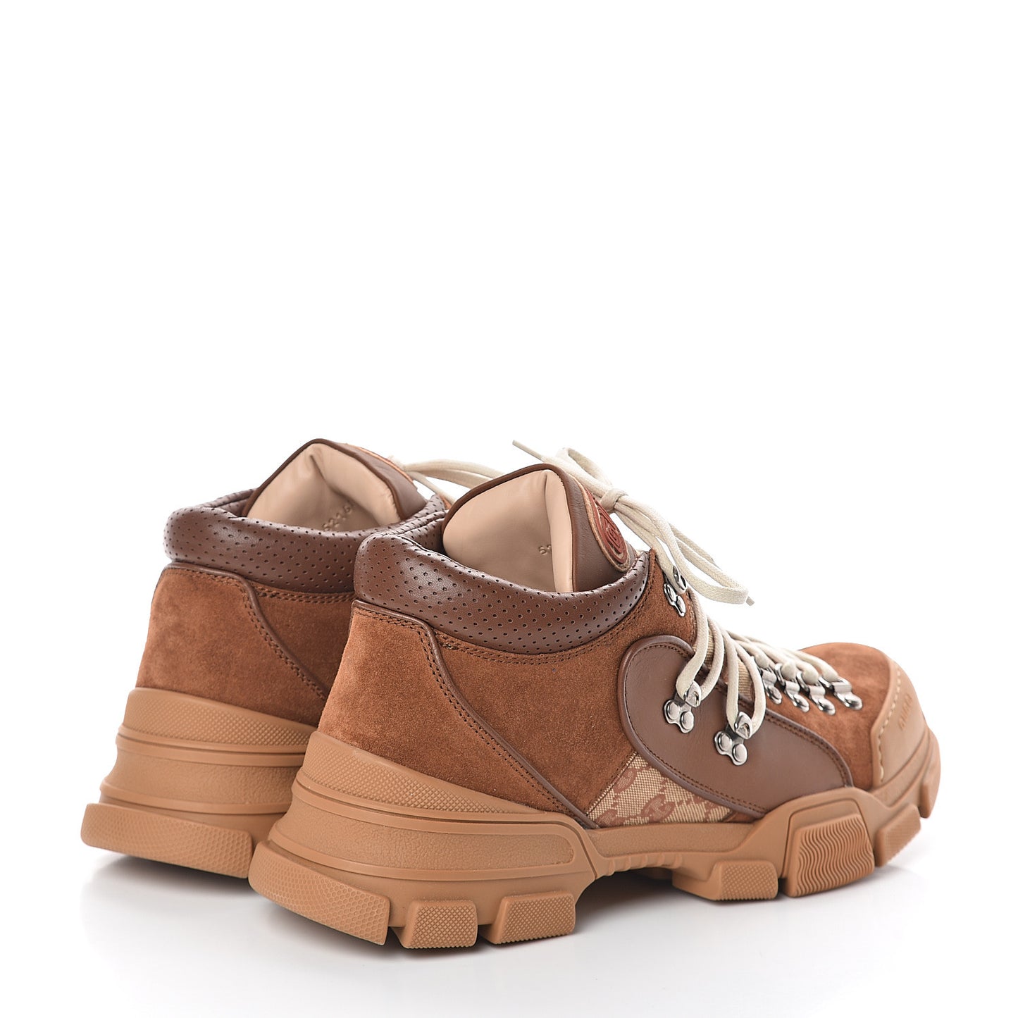 X SEGA Suede Calfskin GG Monogram Mens Flashtrek Sneakers 11 New Cuir Beige Ruggine