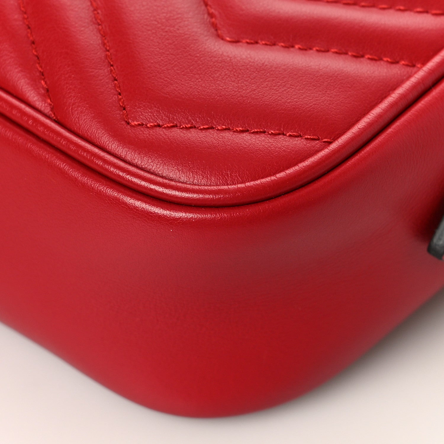 Gucci Calfskin Matelasse Mini GG Marmont Chain Shoulder Bag Hibiscus Red 9 of 9