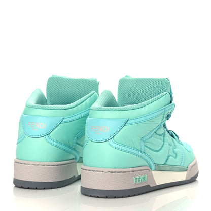 Fendi Nylon Match High Top Sneakers 36 Turquoise 4 of 8